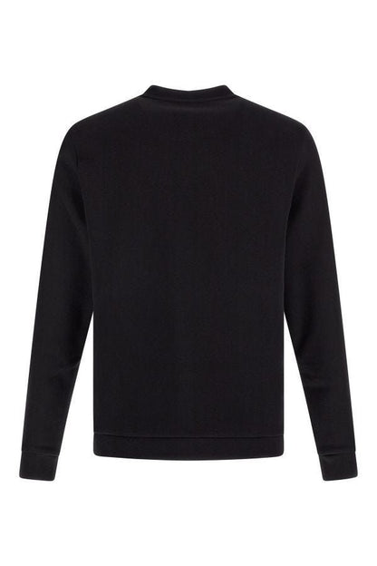 Sweat-shirt en coton noir à col rond, élégant, Hugo Boss