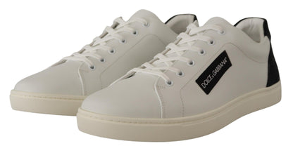 Sneakers basses en cuir blanc et noir Dolce & Gabbana