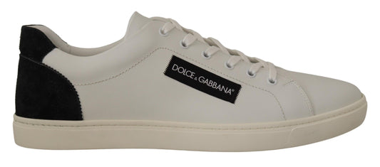 Sneakers basses en cuir blanc et noir Dolce & Gabbana
