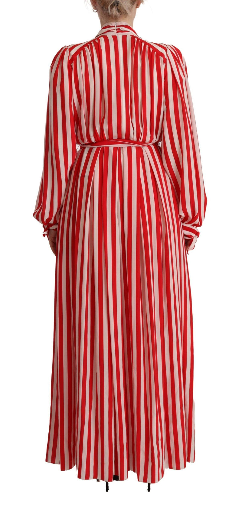 Robe Maxi A-Line en Soie Rouge et Blanche Dolce & Gabbana