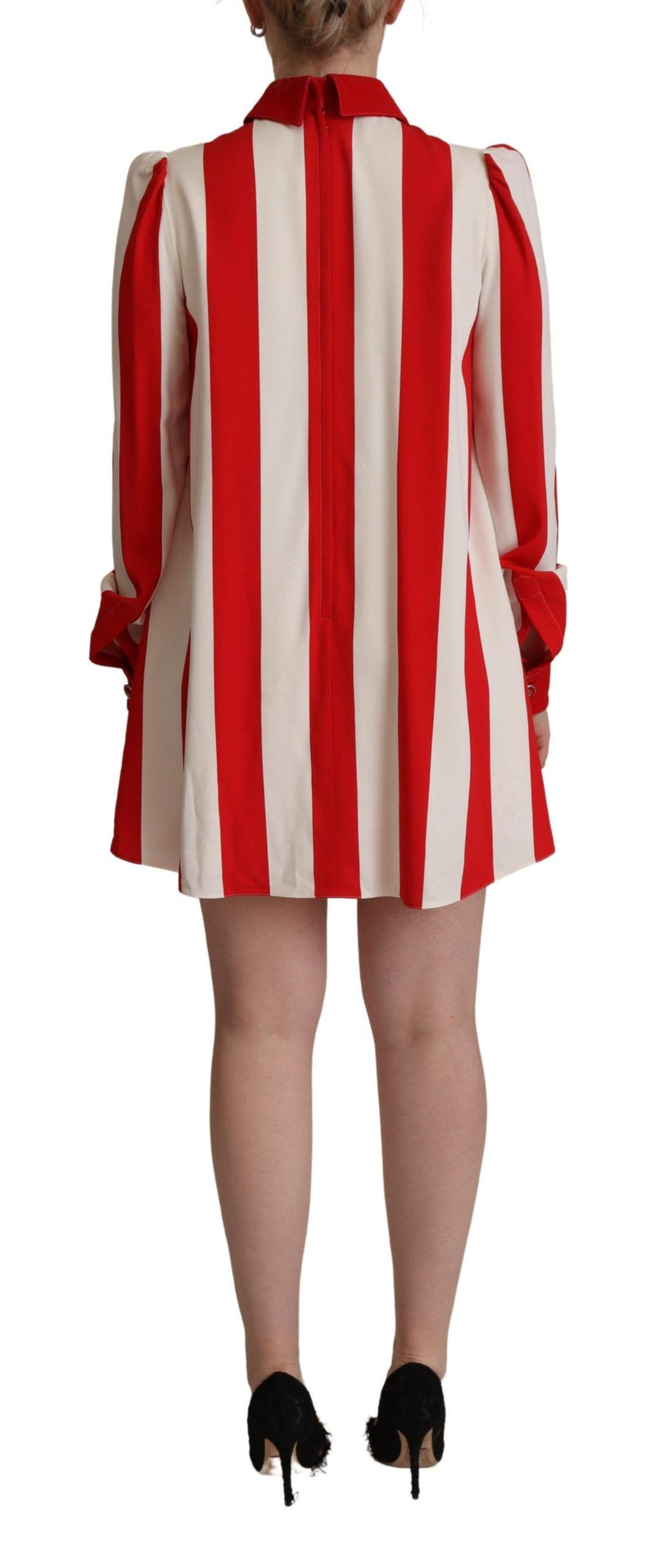 Robe Mini Chemise Rayée Rouge et Blanche Dolce & Gabbana