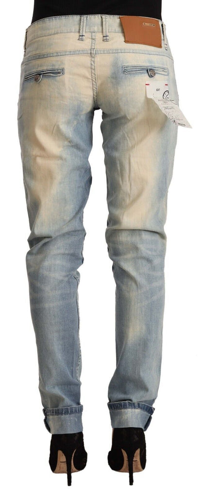 Jeans skinny en coton délavé bleu clair à taille basse Acht