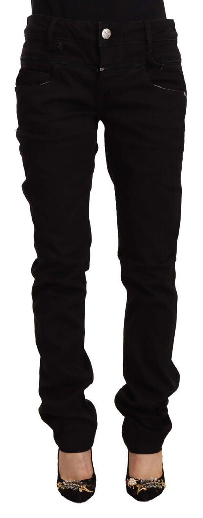 Jeans skinny en coton extensible, taille basse, noir, Acht.