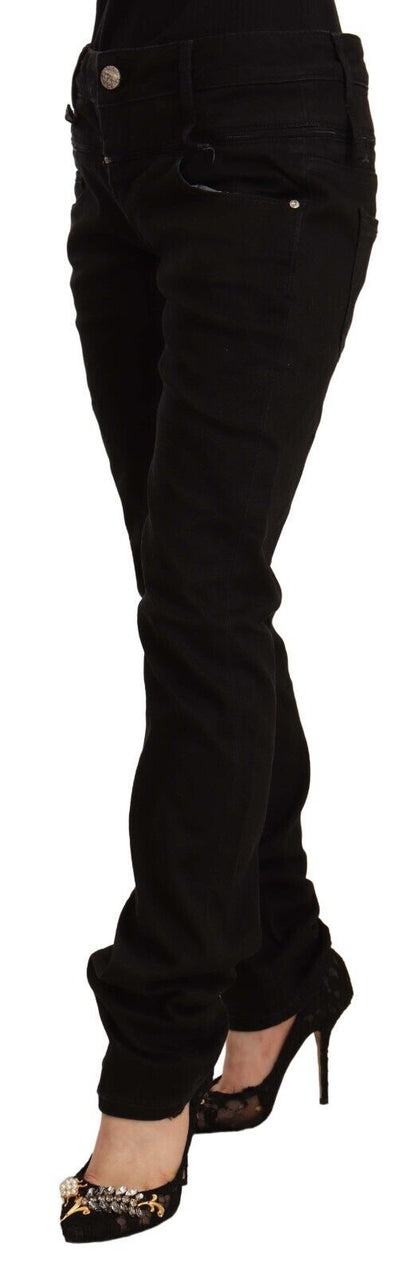 Jeans skinny en coton extensible, taille basse, noir, Acht.