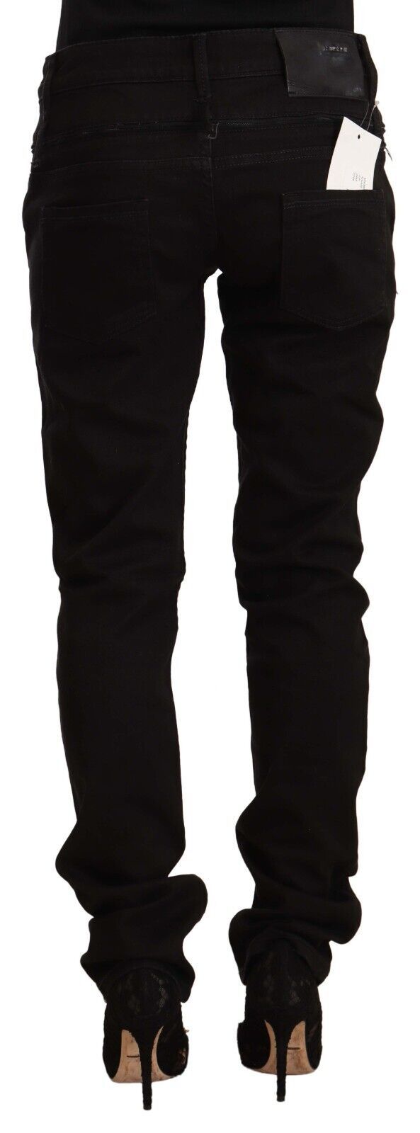 Jeans skinny en coton extensible, taille basse, noir, Acht.