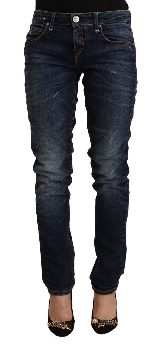 Jeans skinny en coton bleu lavé taille mi-hauteur Acht