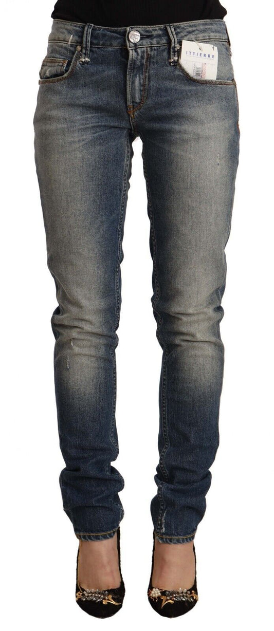 Jeans skinny en coton bleu lavé taille mi-hauteur Acht