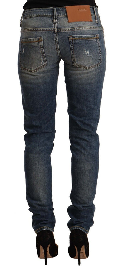 Jeans skinny en coton bleu lavé taille mi-hauteur Acht