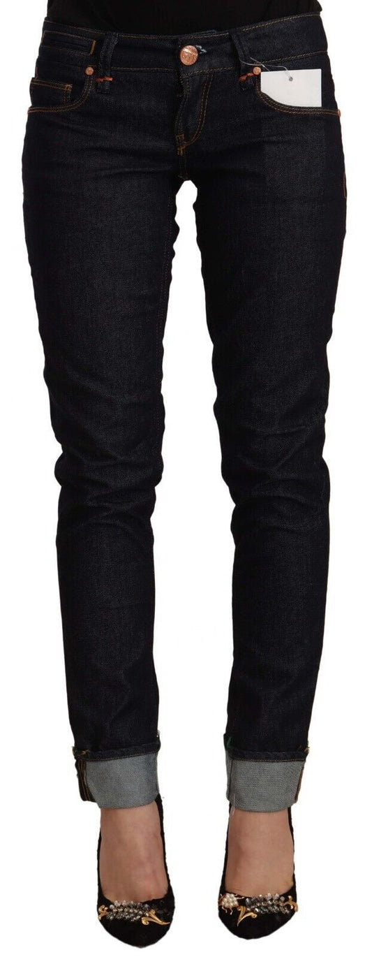 Jeans en coton noir Acht, taille basse, coupe slim.