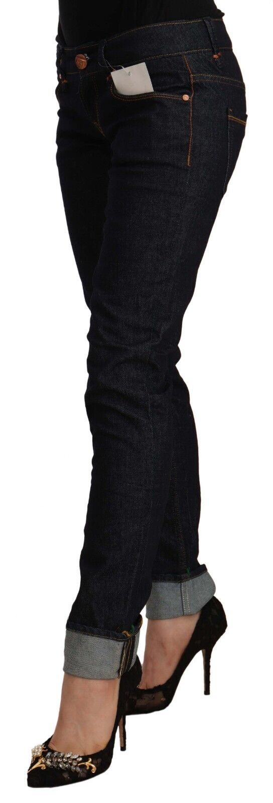 Jeans en coton noir Acht, taille basse, coupe slim.