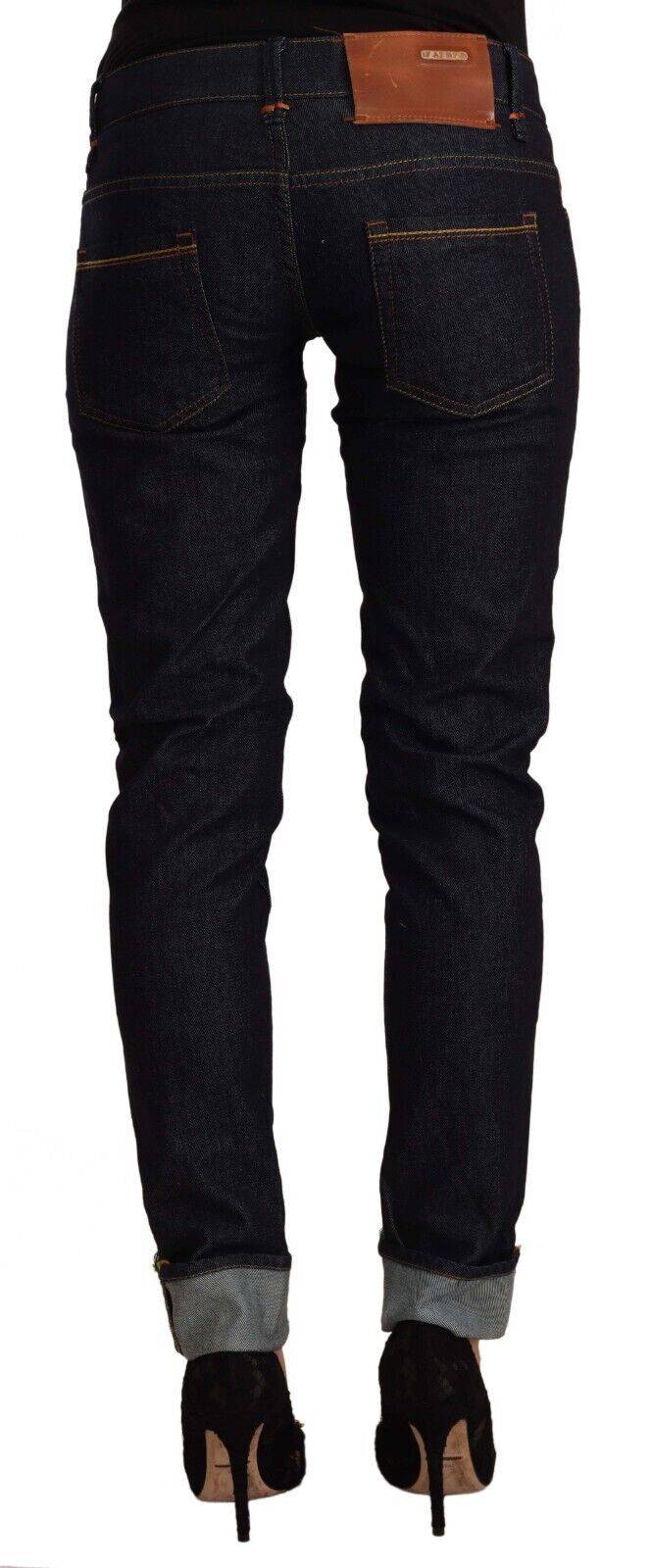 Jeans en coton noir Acht, taille basse, coupe slim.