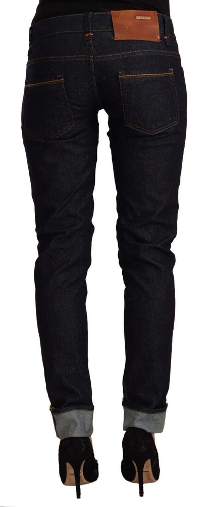Jeans en coton noir Acht, taille basse, coupe slim.