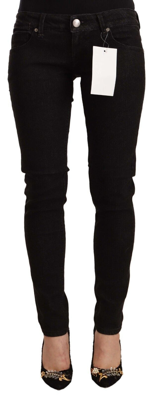 Jeans skinny en coton noir taille basse Acht