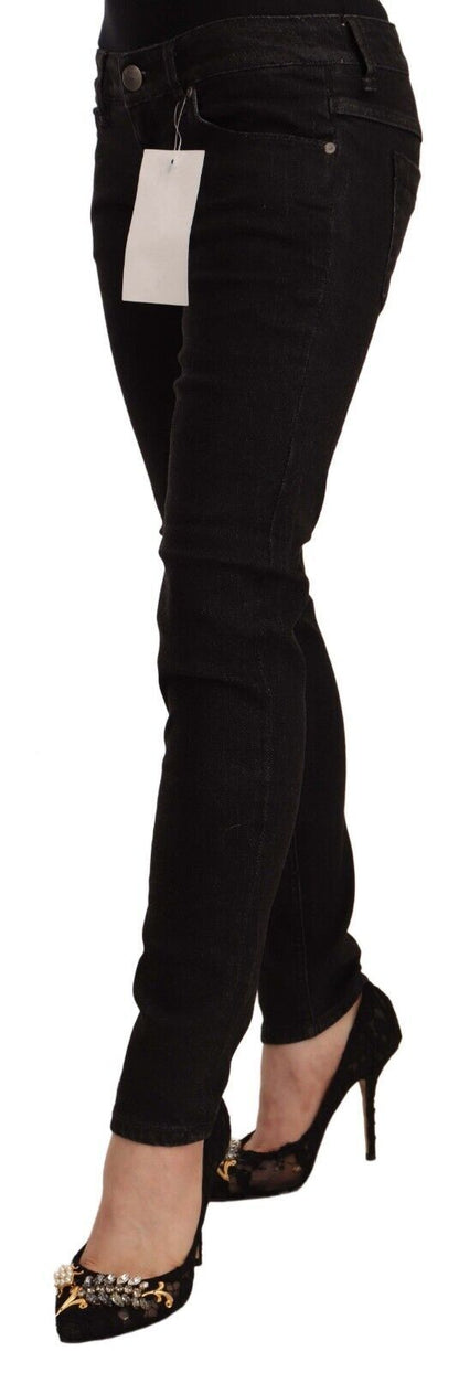 Jeans skinny en coton noir taille basse Acht