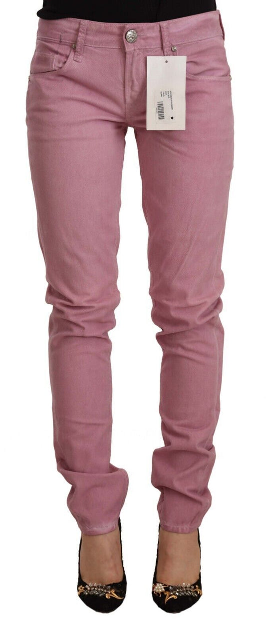 Jeans skinny en coton rose slim fit pour femme Acht