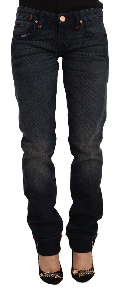 Jeans skinny en coton noir délavé taille basse Acht