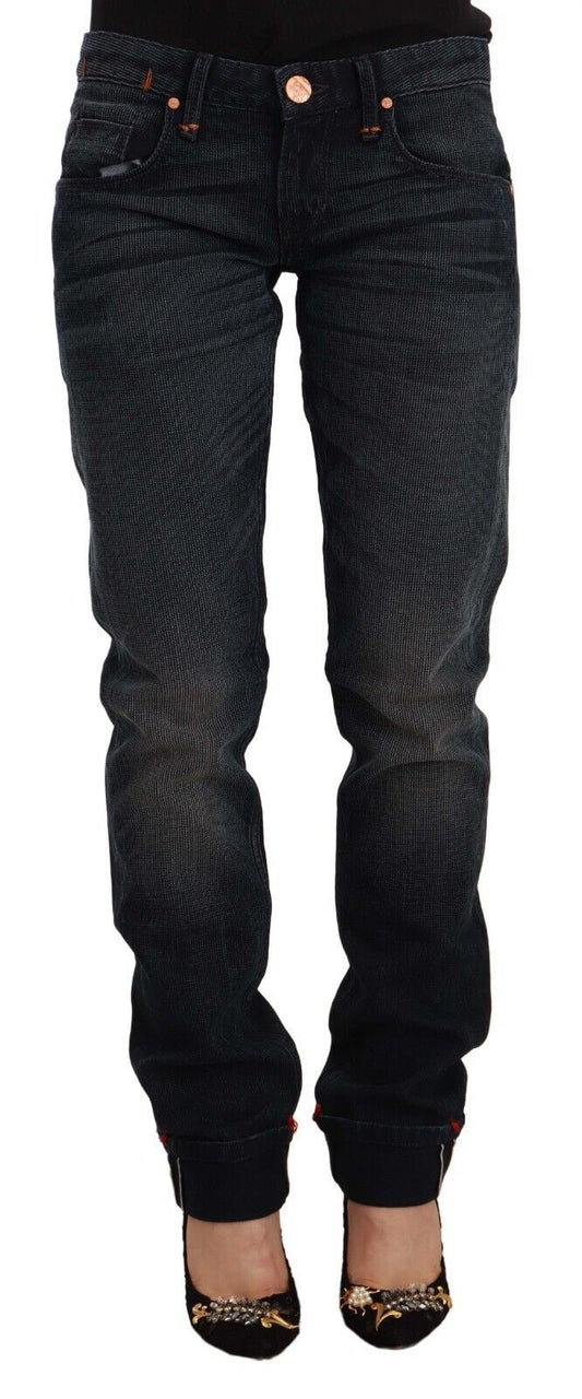 Jeans skinny en coton noir délavé taille basse Acht