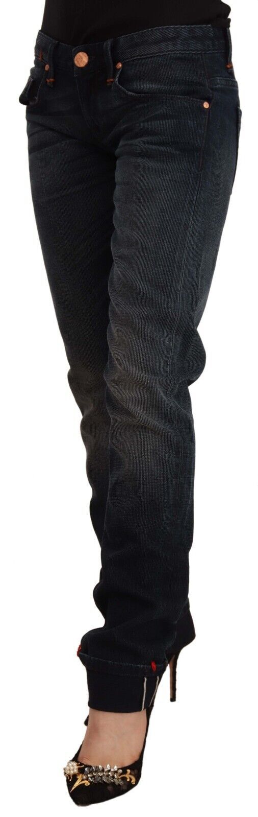 Jeans skinny en coton noir délavé taille basse Acht
