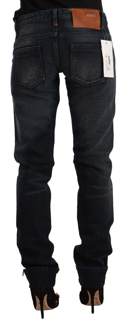 Jeans skinny en coton noir délavé taille basse Acht
