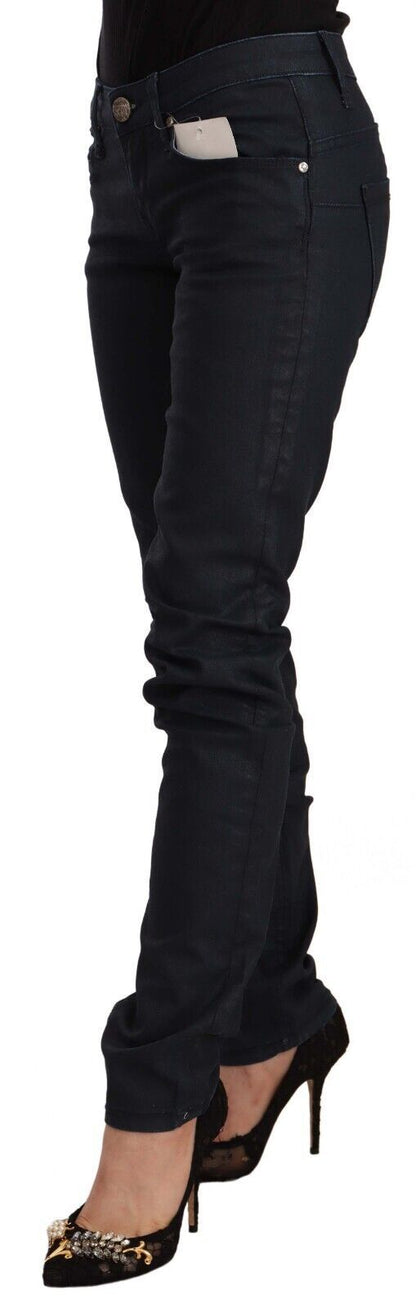 Jeans en coton noir Acht, taille basse, coupe slim.