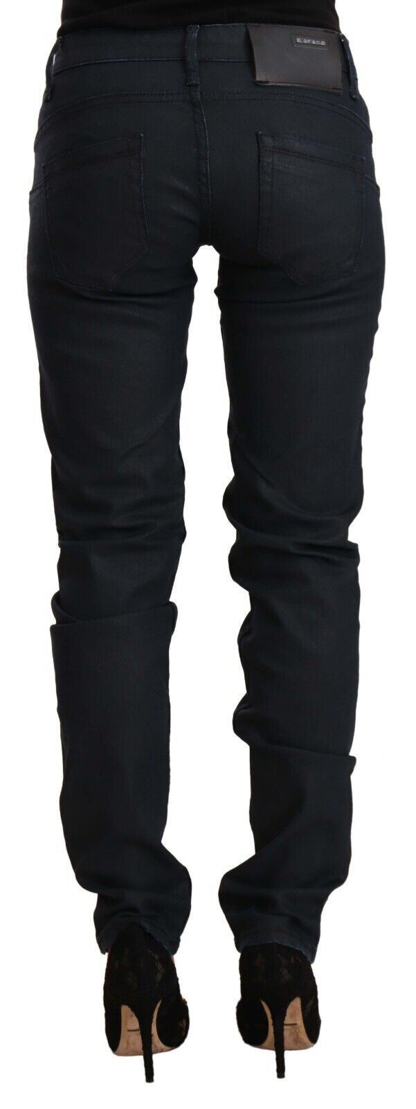Jeans en coton noir Acht, taille basse, coupe slim.
