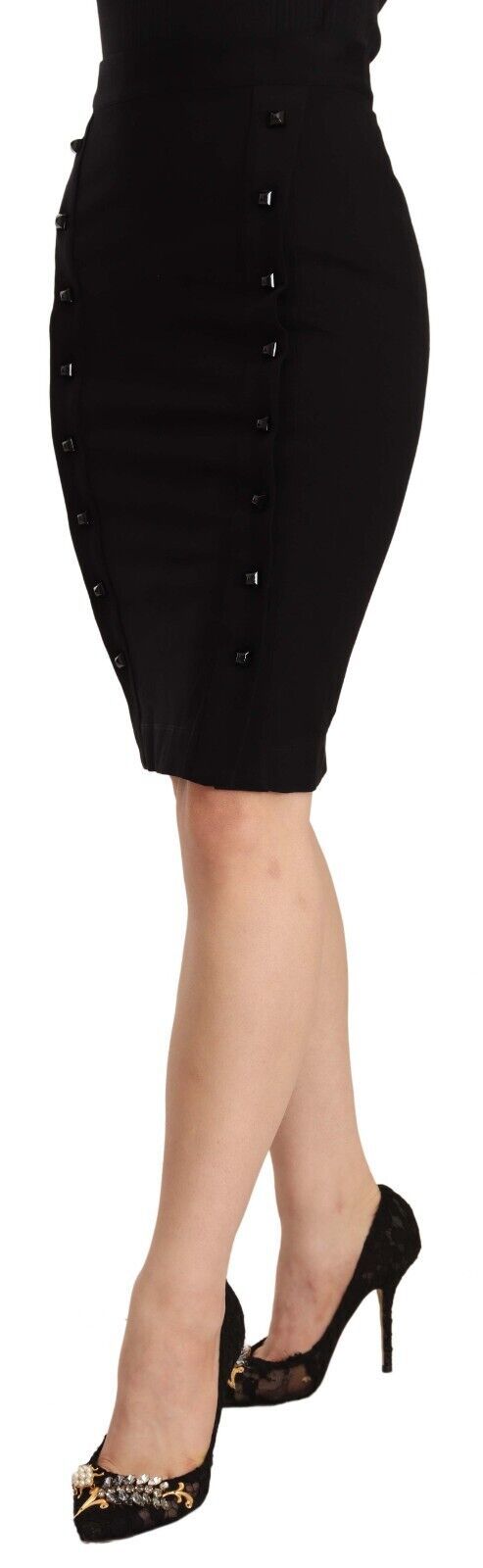 GF Ferre Jupe Crayon Noire Taille Haute en Viscose