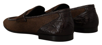 Dolce & Gabbana Chaussures Mocassins habillés en cuir marron, souliers à enfiler