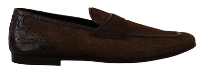 Dolce & Gabbana Chaussures Mocassins habillés en cuir marron, souliers à enfiler