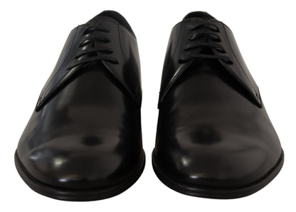 Chaussures derby habillées à lacets en cuir noir Dolce & Gabbana