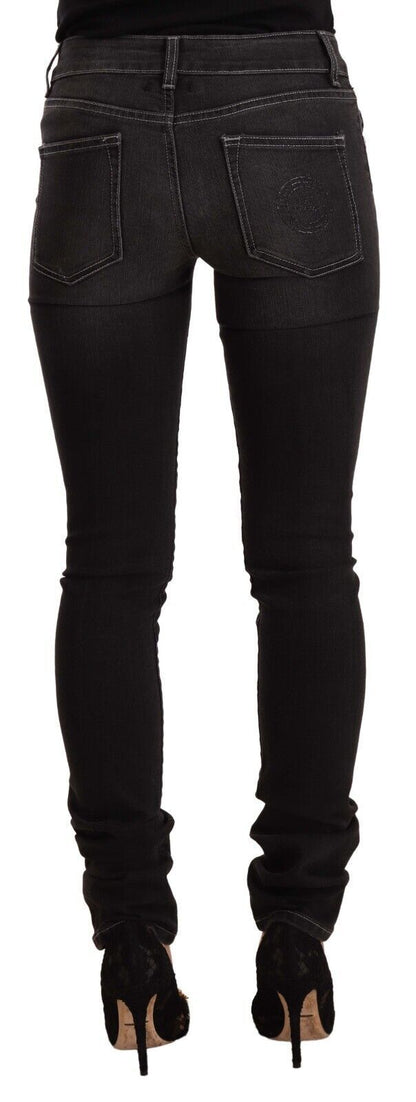 Zwarte, licht gewassen, skinny jeans van katoen met een middelhoge taille van GF Ferre.