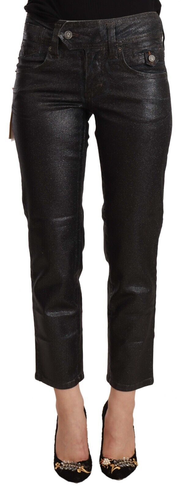 Pantalon Cropped Noir Pailleté John Galliano - Taille 40