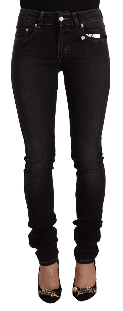 GF Ferre zwarte, gewassen, mid-waist, skinny, slim fit jeans van katoen