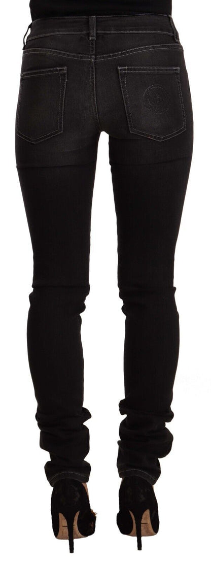 GF Ferre zwarte, gewassen, mid-waist, skinny, slim fit jeans van katoen