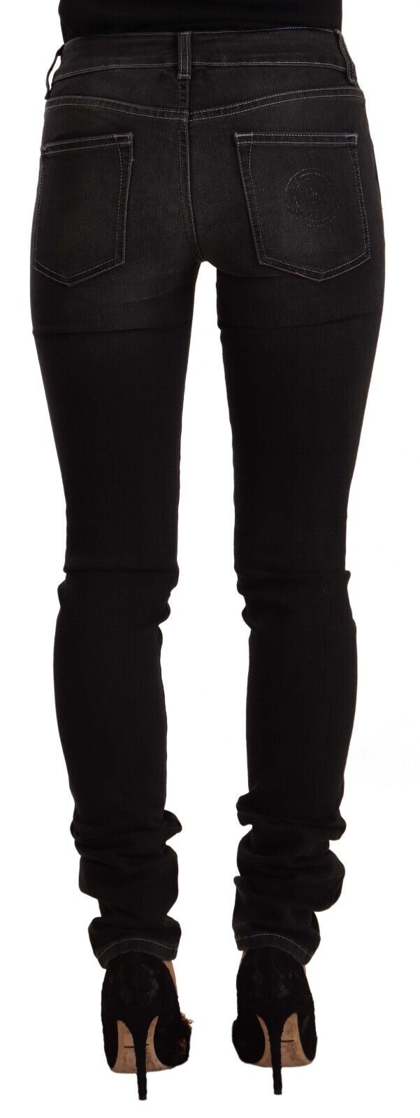 GF Ferre Jeans Skinny Noir Lavé Taille Mi-haute