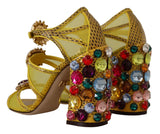 Dolce & Gabbana Sandales en Cuir Jaune avec Cristaux Ayers
