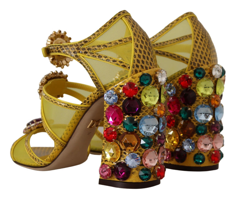Dolce & Gabbana Sandales en Cuir Jaune avec Cristaux Ayers