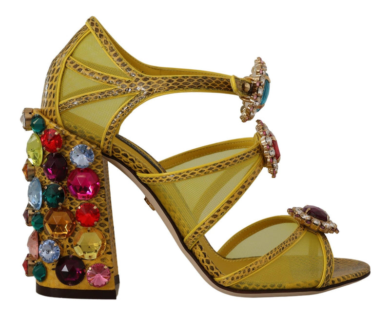 Dolce & Gabbana Sandales en Cuir Jaune avec Cristaux Ayers