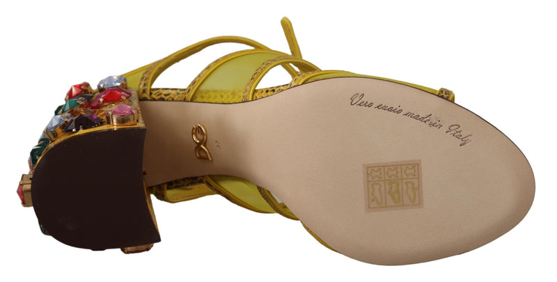 Dolce & Gabbana Sandales en Cuir Jaune avec Cristaux Ayers