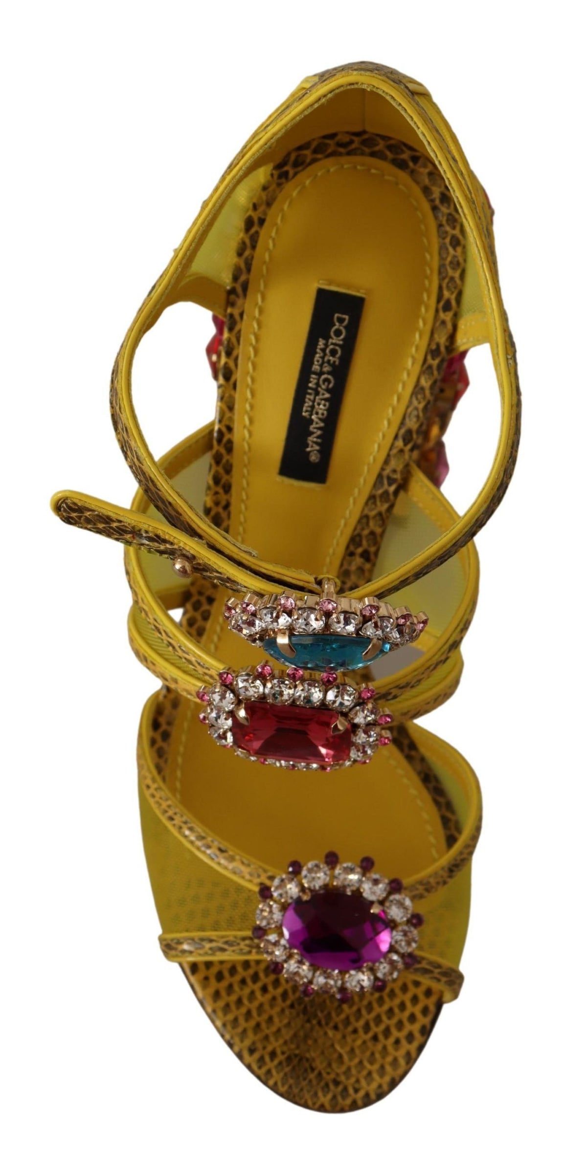 Dolce & Gabbana Sandales en Cuir Jaune avec Cristaux Ayers