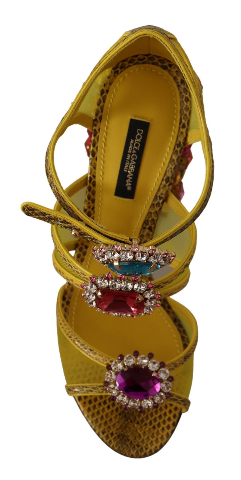 Dolce & Gabbana Sandales en Cuir Jaune avec Cristaux Ayers