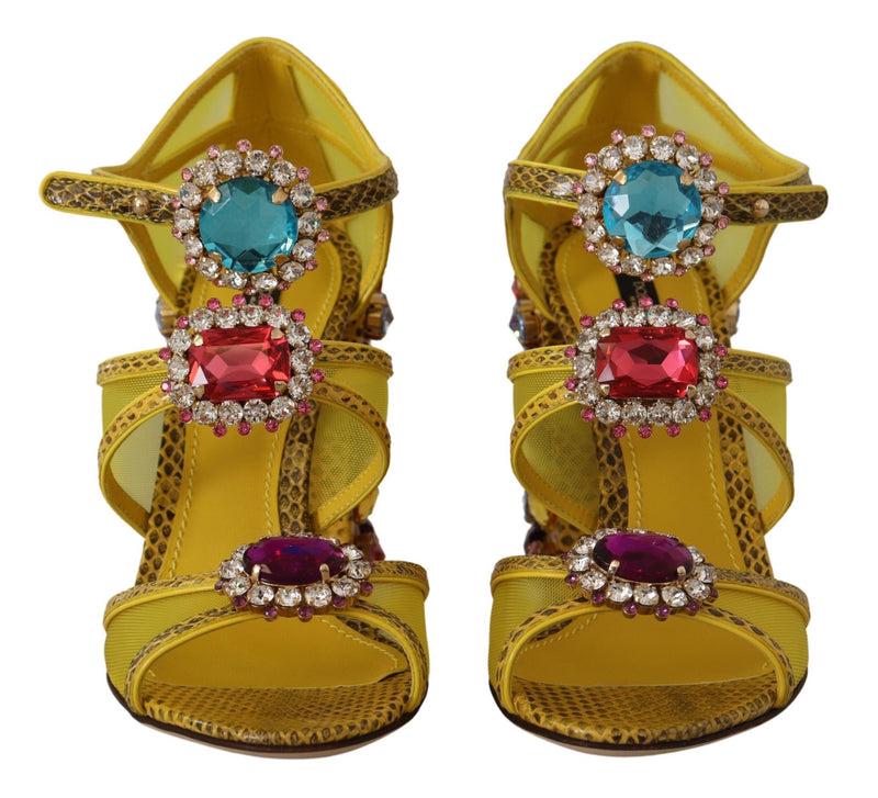 Dolce & Gabbana Sandales en Cuir Jaune avec Cristaux Ayers