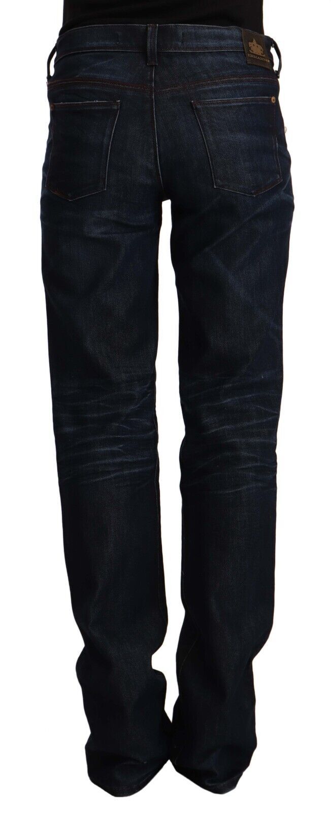 Jeans droits en denim bleu foncé à taille mi-haute Ermanno Scervino