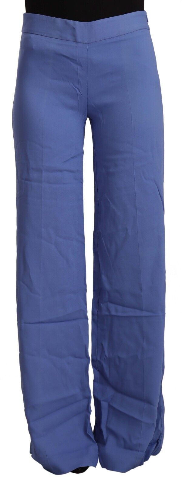 P.A.R.O.S.H. Pantalons larges taille haute en viscose bleus