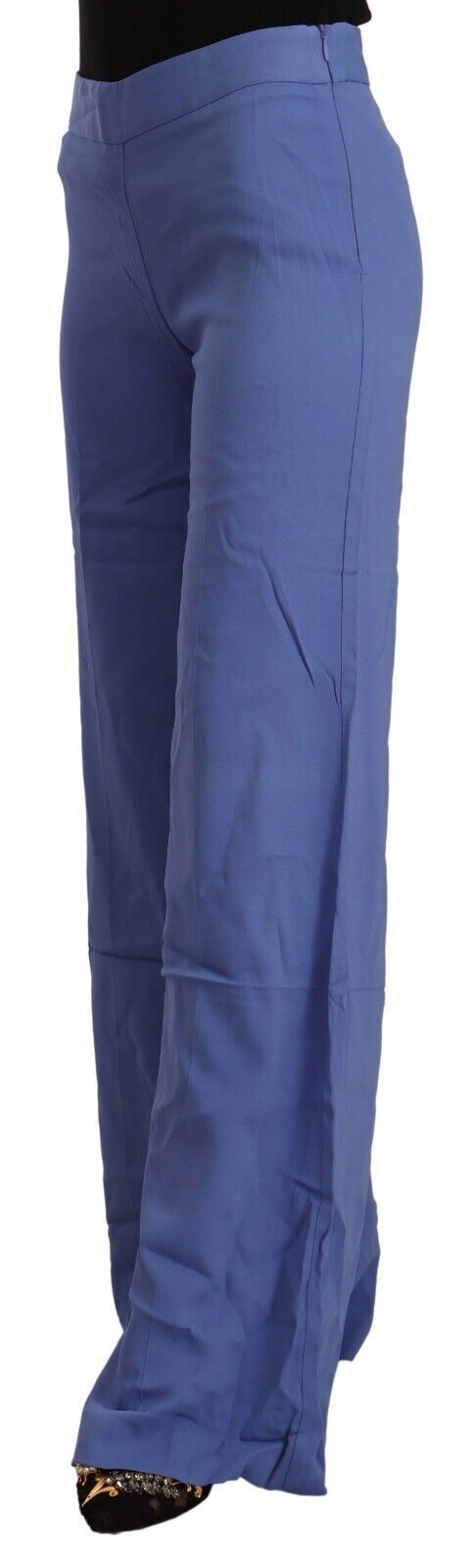 P.A.R.O.S.H. Pantalons larges taille haute en viscose bleus