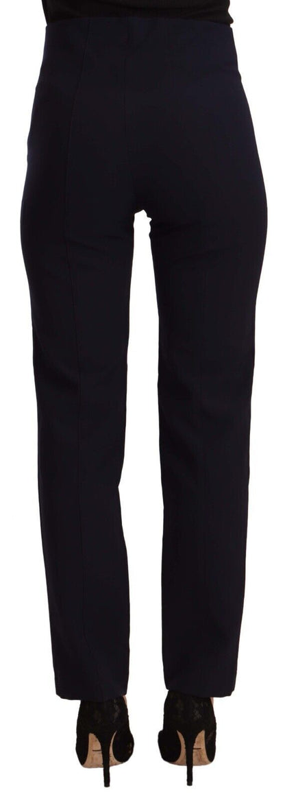 Pantalon droit noir pour femme AGLINI en polyester à taille haute
