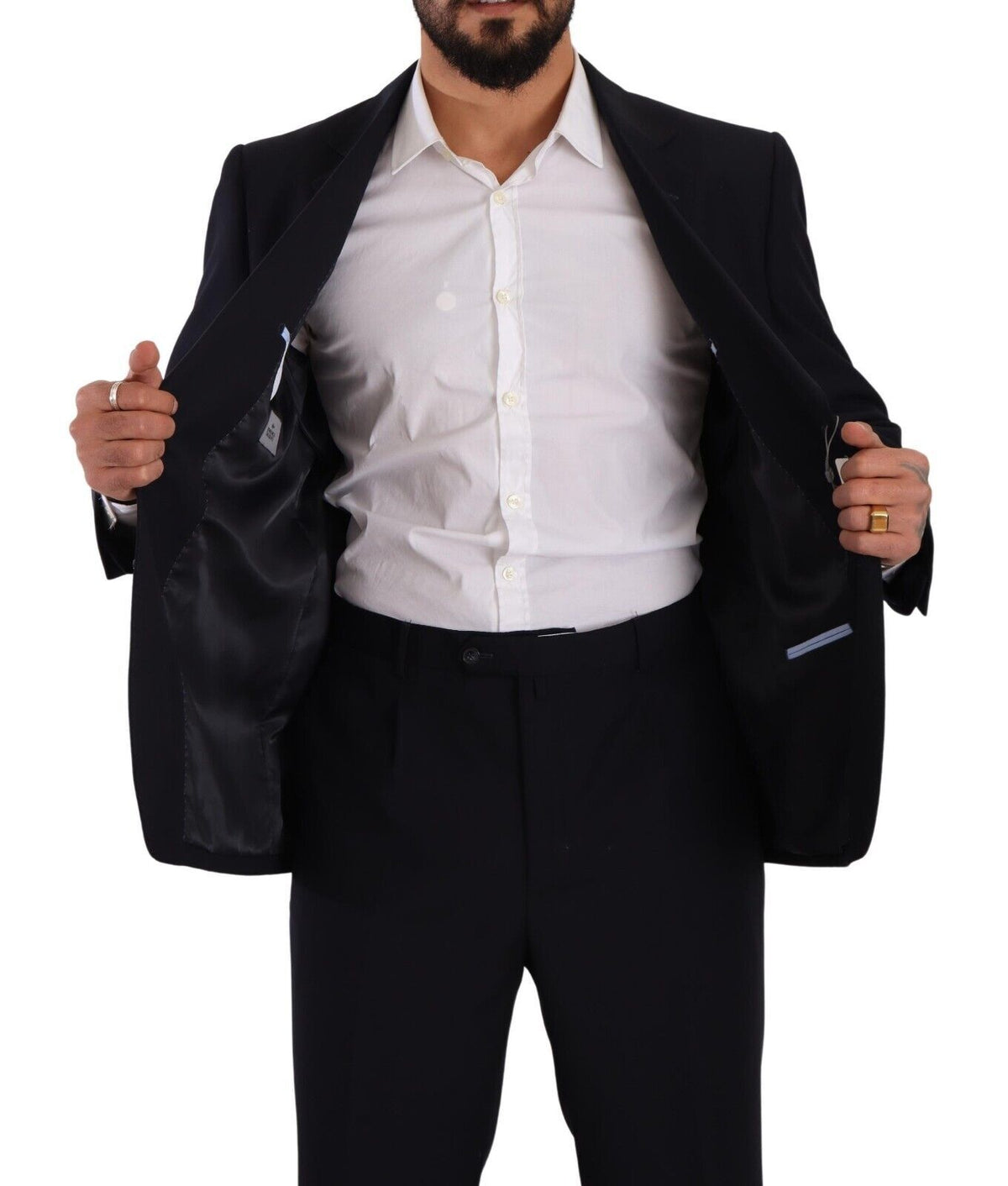 Domenico Tagliente Costume Formelle Noir en Polyester à Boutonnage Simple