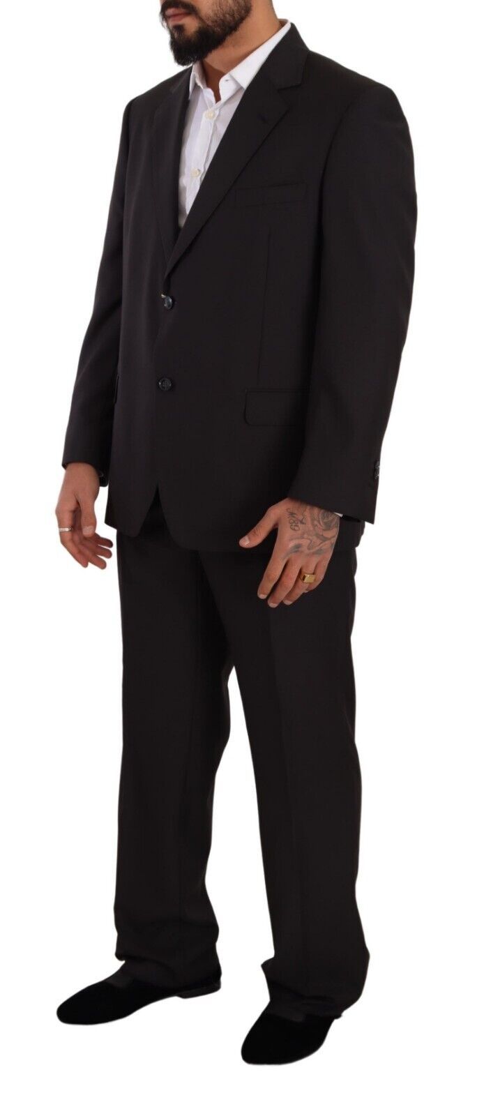 Domenico Tagliente Costume Formelle Gris en Polyester à Simple Boutonnage