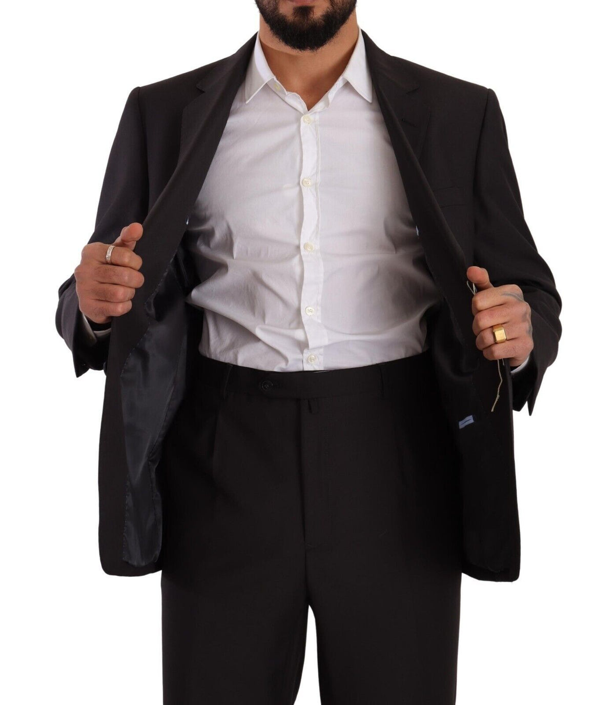 Domenico Tagliente Costume Formelle Gris en Polyester à Simple Boutonnage