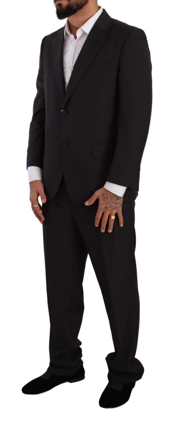 Domenico Tagliente Costume Formelle Gris Foncé à Boutonnage Simple