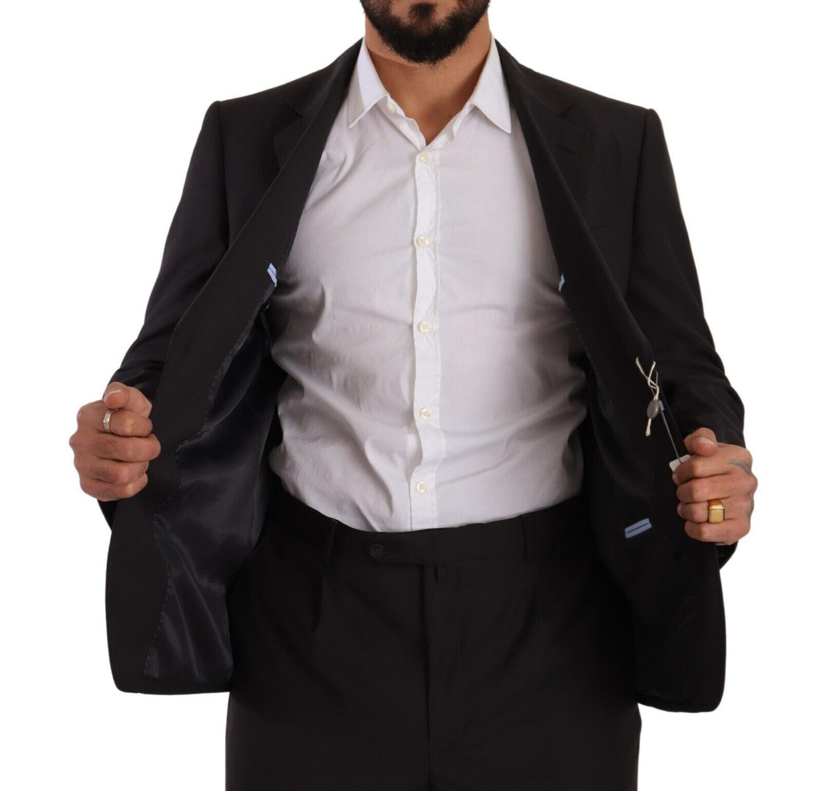 Domenico Tagliente Costume Formelle Gris Foncé à Boutonnage Simple